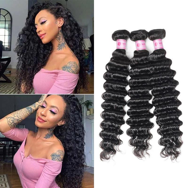 Withme Hair 15A Virgin Hair 3pcs Bundles Deep Wave Brazilian Human Hair - Withme Hair