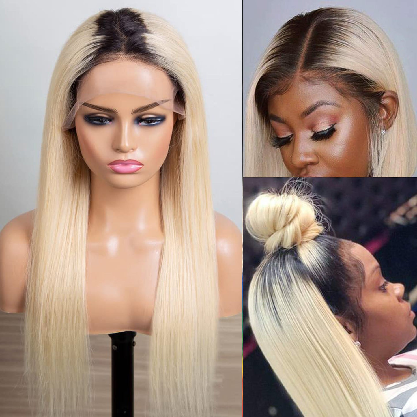 Withme Hair #T1b/613 Blonde Lace Frontal Wig Straight