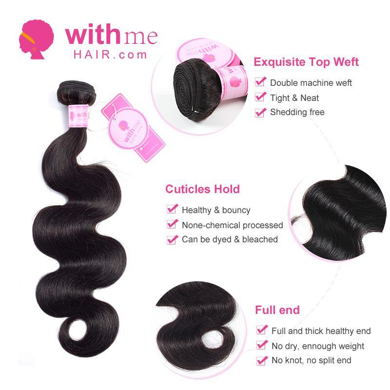 Withme Hair 4PCS Body Wave Brazilian Human Virgin Hair Bundles - Withme Hair