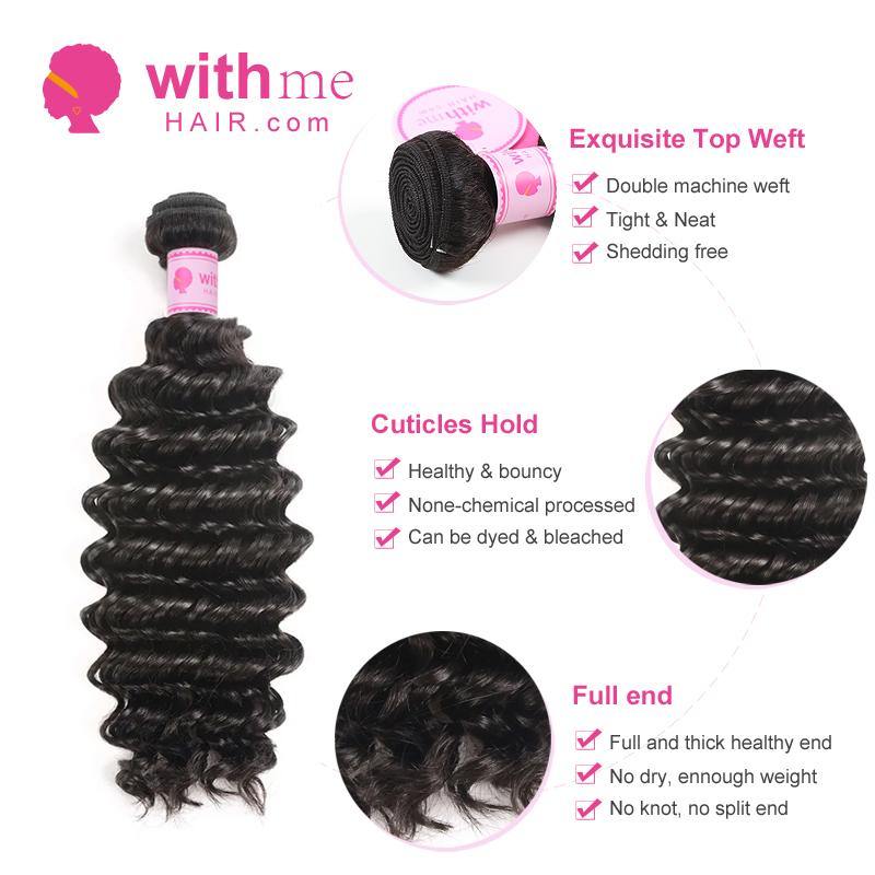 Withme Hair 1pc Hair Bundle Deep Wave Brazilian Human Hair - Withme Hair