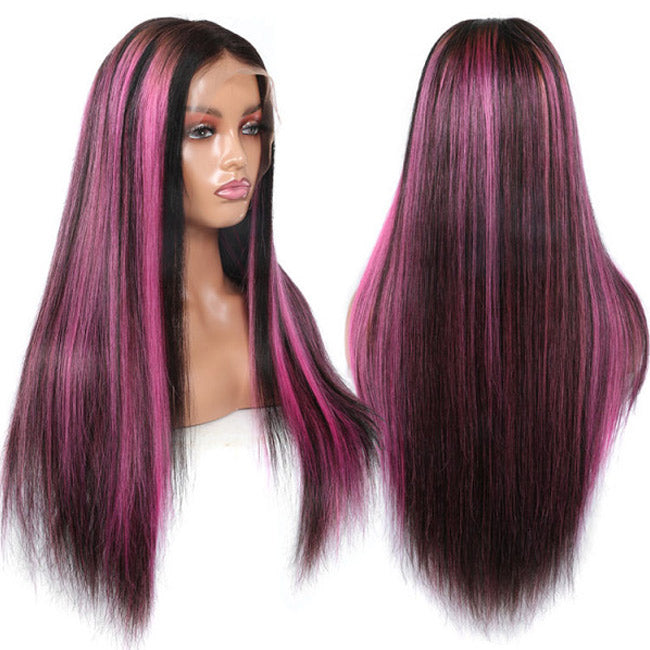 Withme Hair 1B/Pink Highlight Wig 13x4 Lace Front Wig