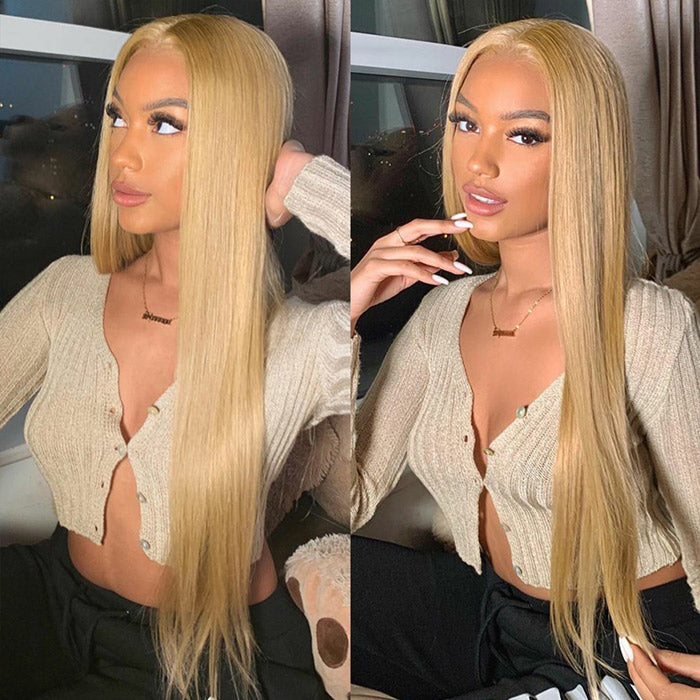 Honey Blonde Color #27 Straight Human Hair Lace Wigs | Withme Hair