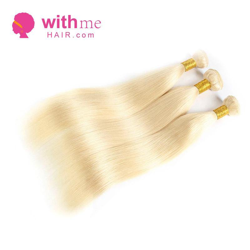 Withme Hair #613 Blonde 3pcs Hair Bundles Straight Brazilian Human Hair