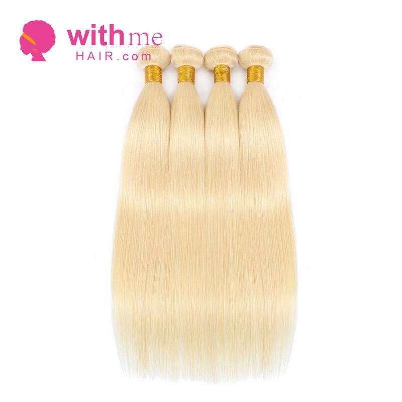 Withme Hair 4PCS Straight #613 Blonde Color Brazilian Human Virgin Hair Bundles