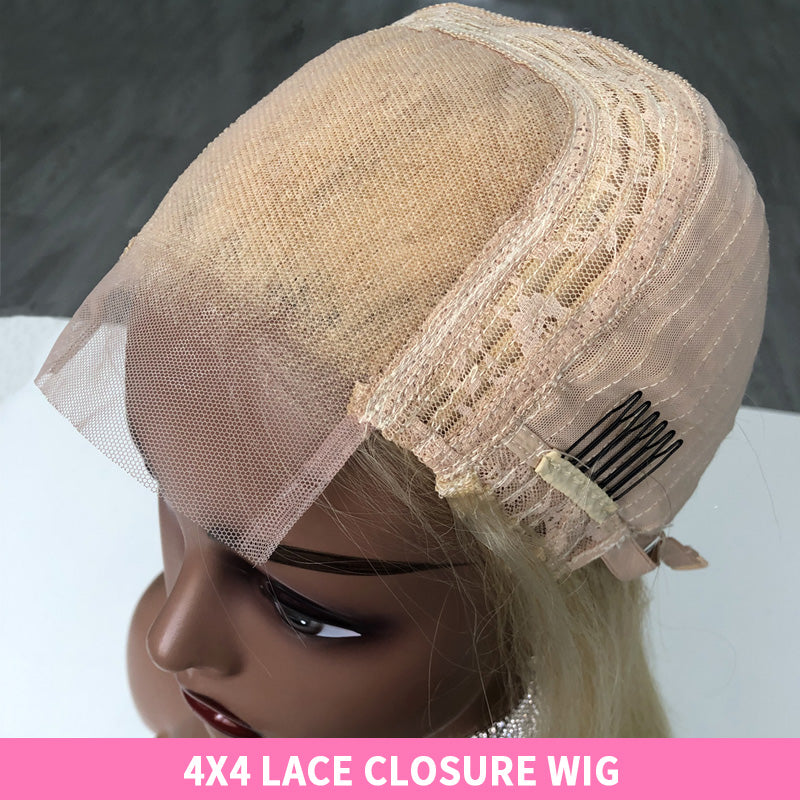 #613 Blonde Color Bob Straight Hair Lace Wigs | WITHME HAIR