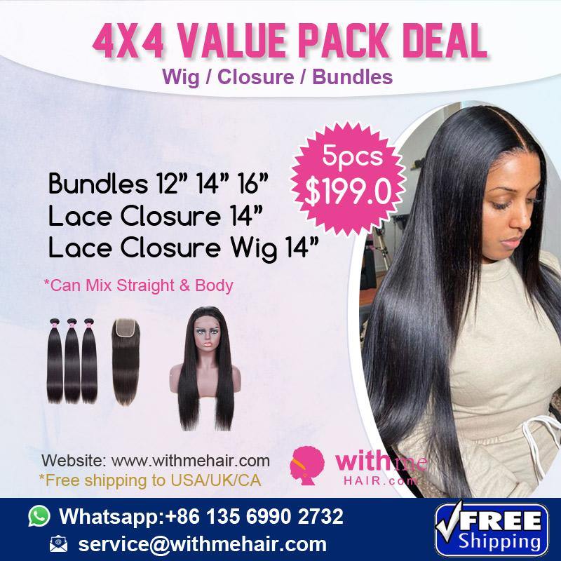 Withme Hair Wholesale Deals Super Package Deal 4*4 Lace Wig Closure Bundles - Withme Hair