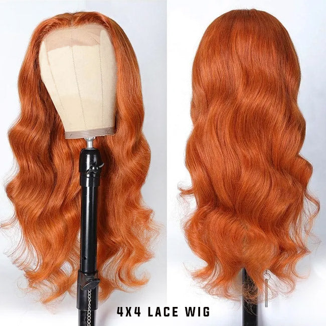 Withme Hair Ginger Color Lace Front Wigs Body Wave Human Hair Wigs