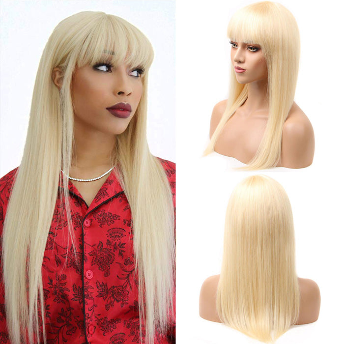 Withme Hair #613 Blonde Color Machine Made Wig With Bang