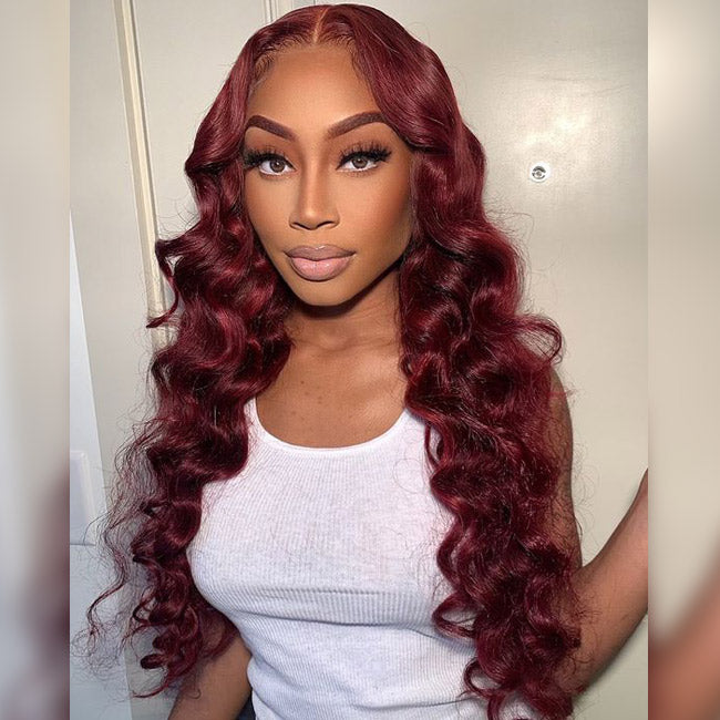 Withme Hair #99J Burgundy Red 4x4 Lace Closure Wig