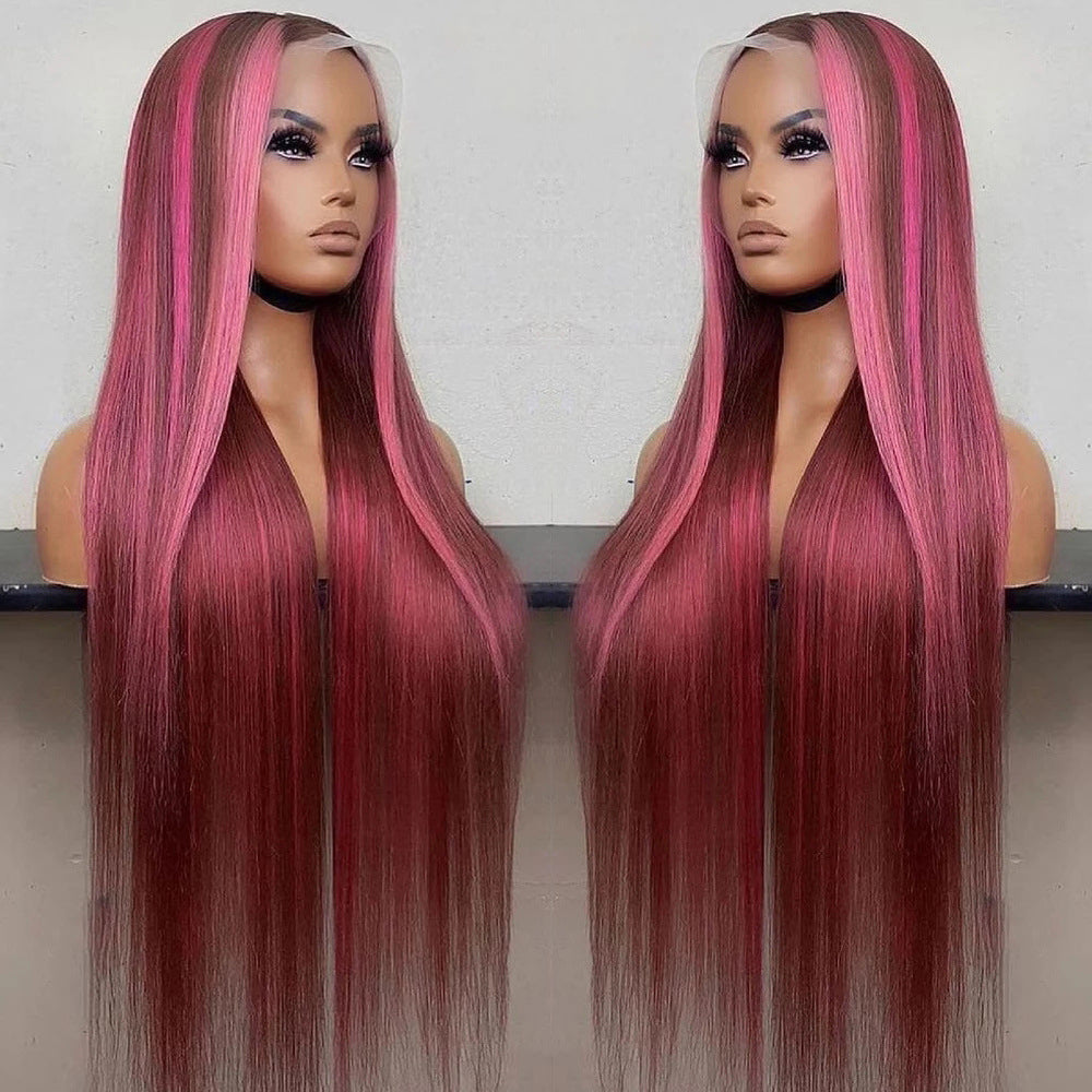 Withme Hair P4/Pink Brown Mix Colors 13x4 Lace Frontal Wig Straight