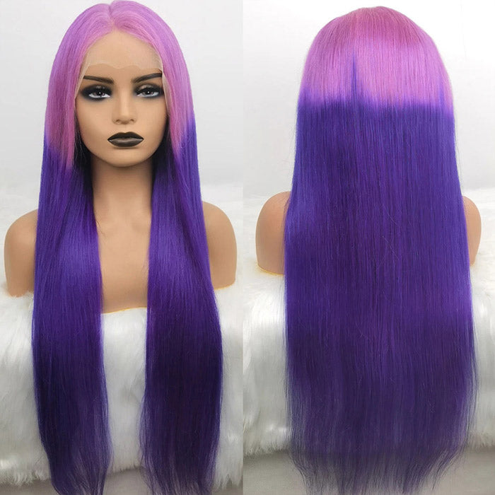 Withme Hair Purple Ombre Color 13x4 Lace Frontal Wig Straight