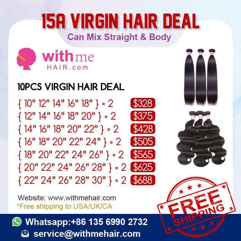 Withme Hair 15A Grade Human Virgin Hair 10Pcs Bundles Deal - Withme Hair