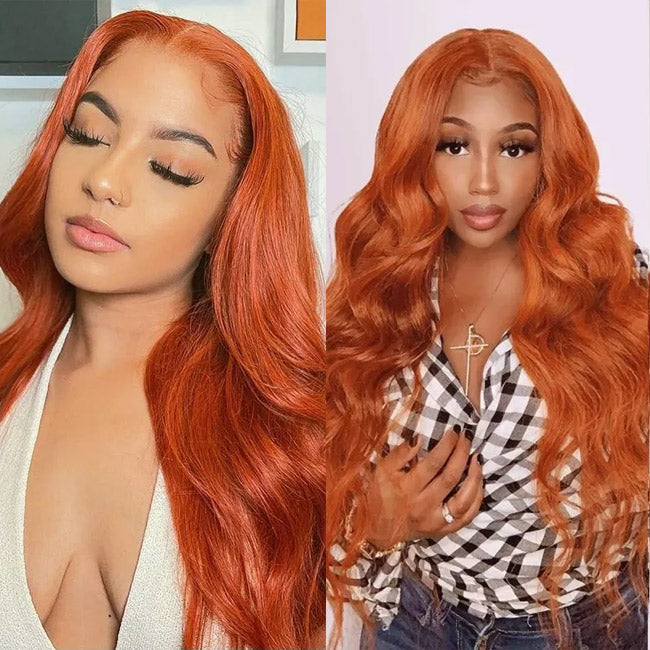 Withme Hair Ginger Color Lace Front Wigs Body Wave Human Hair Wigs