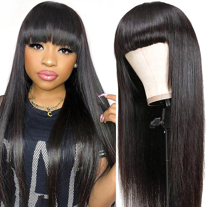 Withme Hair Machine Made Wig With Bang Straight