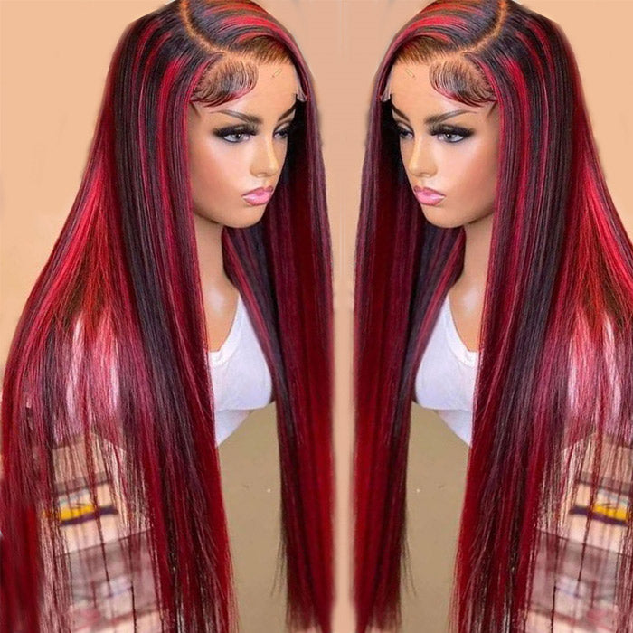 Withme Hair P1b/Red Color Pre-plucked 13x4 Lace Frontal Wig