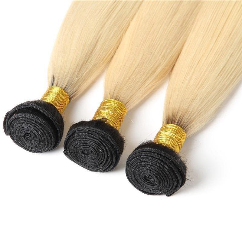 Withme Hair #T1b/613 Blonde 3pcs Hair Bundles Straight Brazilian Human Hair - Withme Hair