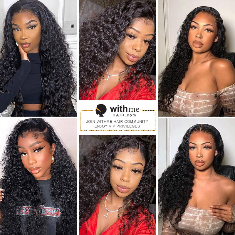 Transparent Lace 13×4 Inch Lace Frontal Wig Water Wave With Baby Hair