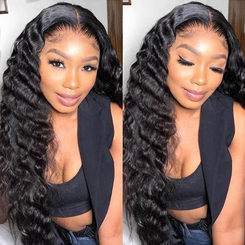 Withme Hair 360 Lace Wigs Brazilian Hair Deep Wave Human Hair Lace Wig With Baby Hair Pre Plucked Lace Wigs - Withme Hair