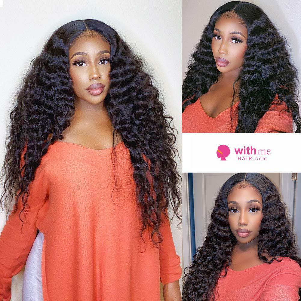 Withme Hair 4×4 Lace Closure Wigs Brazilian Deep Wave Human Hair Lace Wig Pre Plucked Lace Wigs - Withme Hair