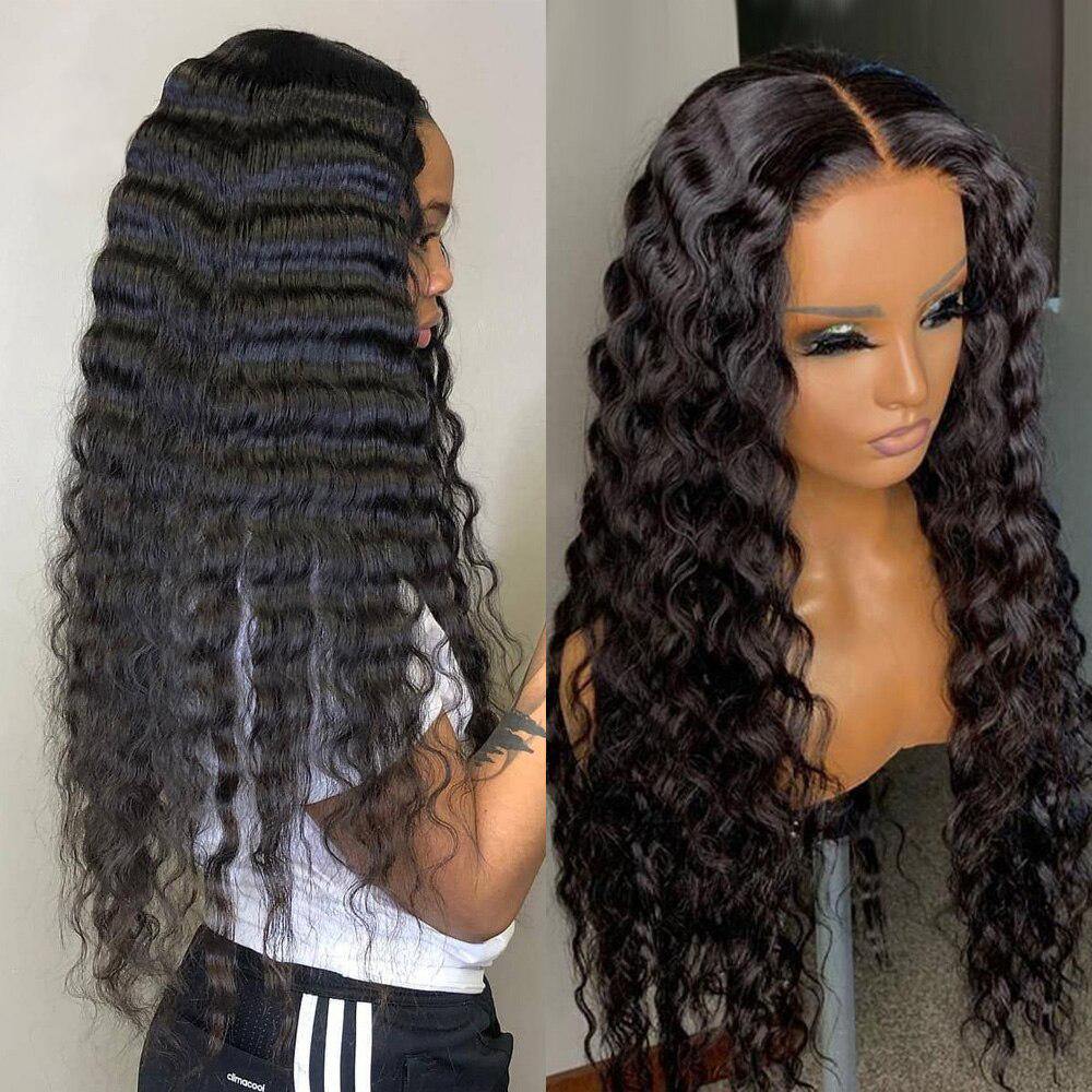 Withme Hair 4×4 Lace Closure Wigs Brazilian Deep Wave Human Hair Lace Wig Pre Plucked Lace Wigs - Withme Hair