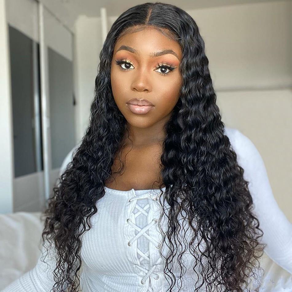 Withme Hair 4×4 Lace Closure Wigs Brazilian Deep Wave Human Hair Lace Wig Pre Plucked Lace Wigs - Withme Hair