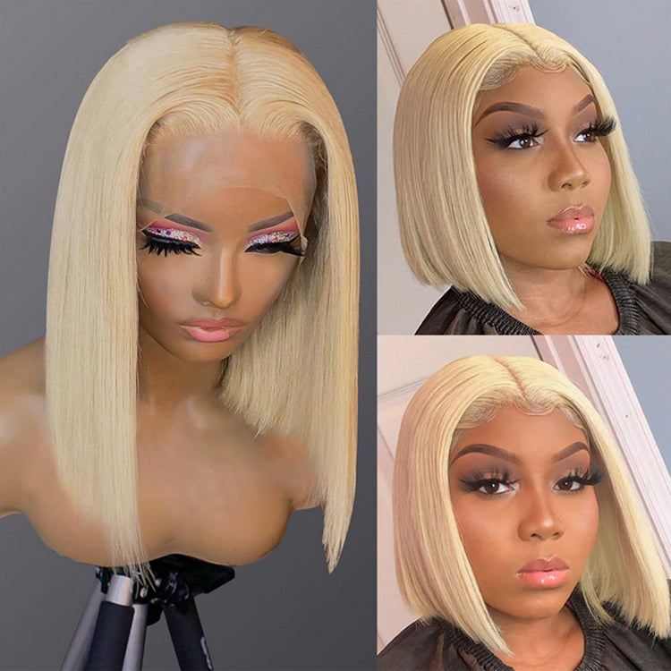 #613 Blonde Color Bob Straight Hair Lace Wigs | WITHME HAIR